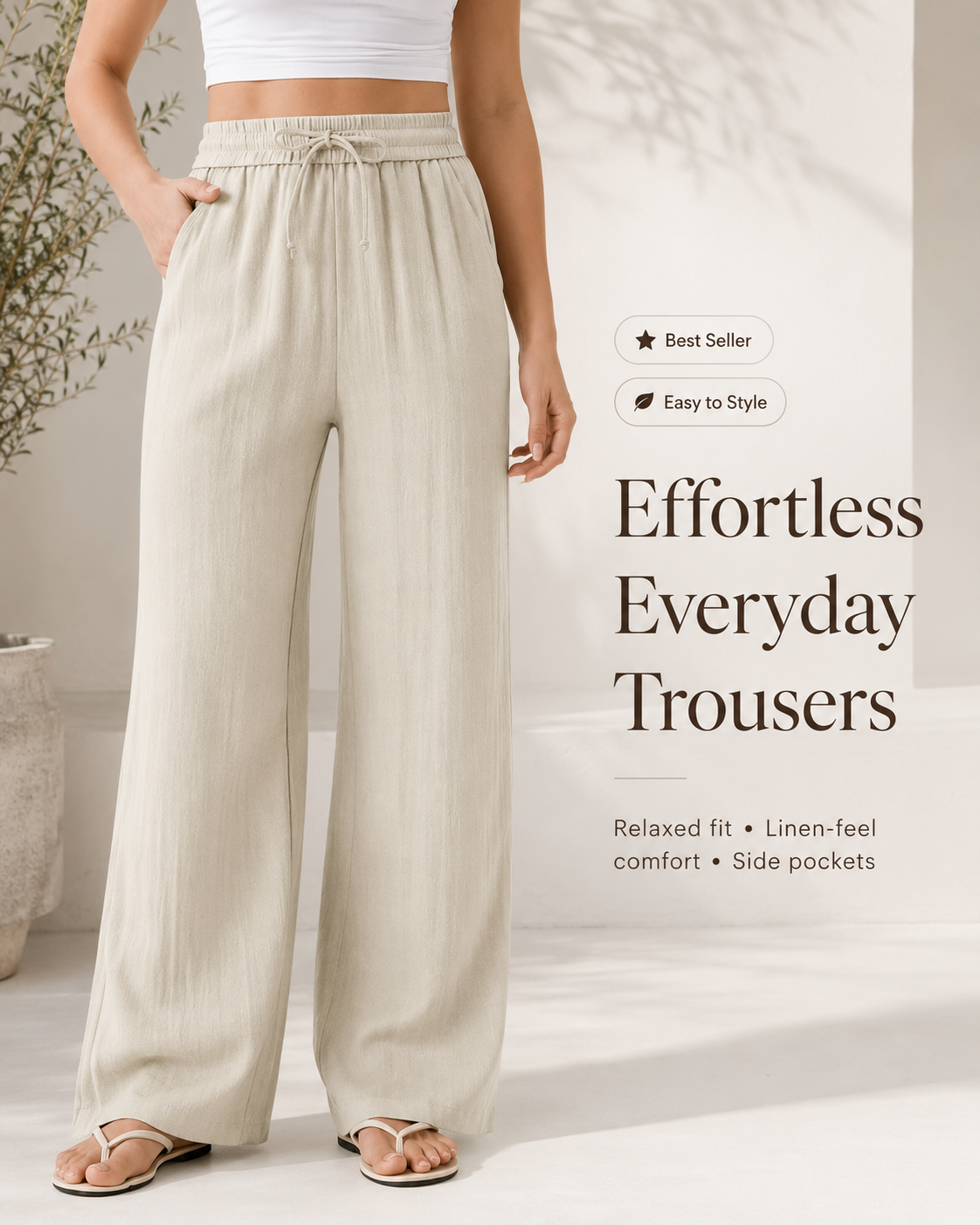 Lina™ High-Waisted Wide Leg Trousers
