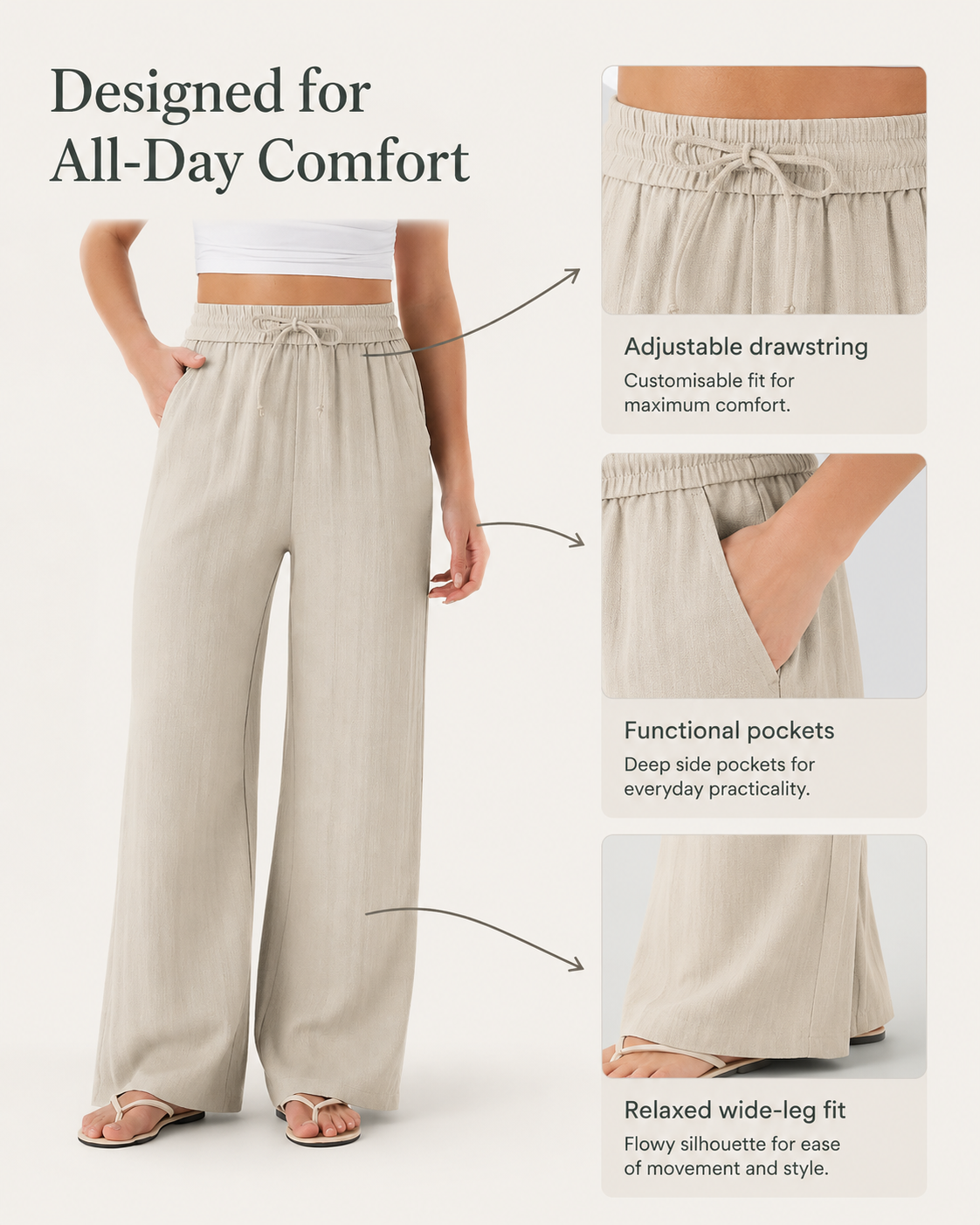 Lina™ High-Waisted Wide Leg Trousers
