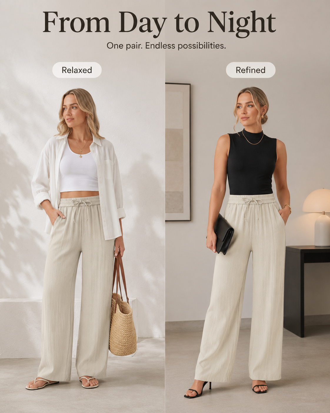 Lina™ High-Waisted Wide Leg Trousers