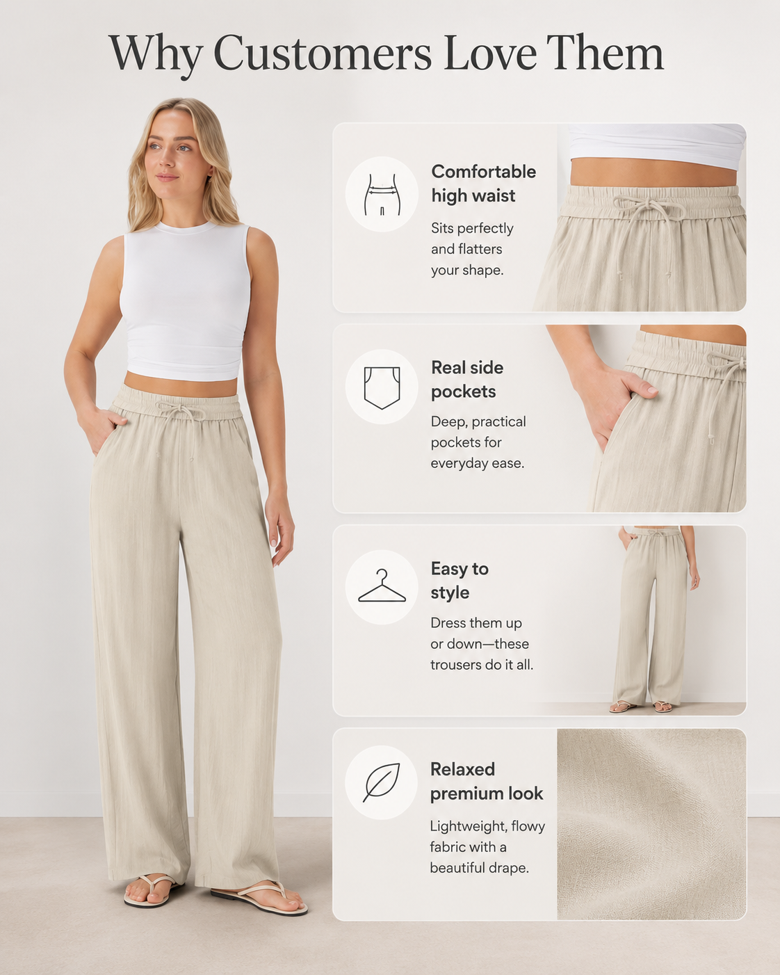 Lina™ High-Waisted Wide Leg Trousers